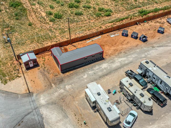 The small office building and the larger laundry building at Rangers RV Park